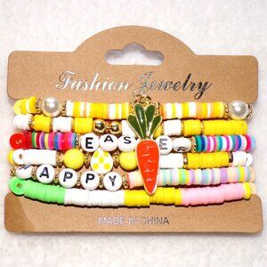 Easter Stretch Bracelet 6PC Set Carrot Charm Stackable